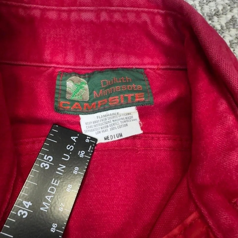 Camp Site Duluth Minnesota Button-Up Shirt Red Mens Medium - Picture 2 of 5